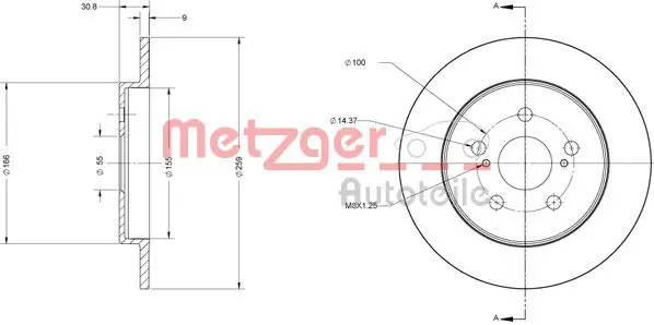 Handler.Part Brake disc METZGER 6110617 1