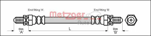 Handler.Part Brake hose METZGER 4114701 1