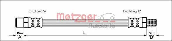 Handler.Part Brake hose METZGER 4114714 1