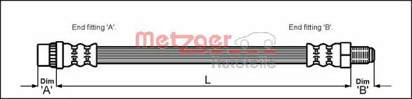 Handler.Part Brake hose METZGER 4118445 1