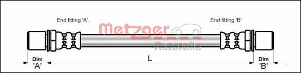 Handler.Part Brake hose METZGER 4113667 1