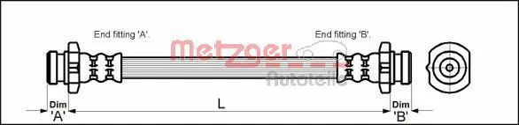 Handler.Part Brake hose METZGER 4110041 1