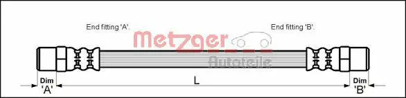 Handler.Part Brake hose METZGER 4111756 1