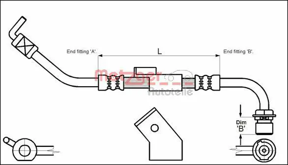 Handler.Part Brake hose METZGER 4112333 1