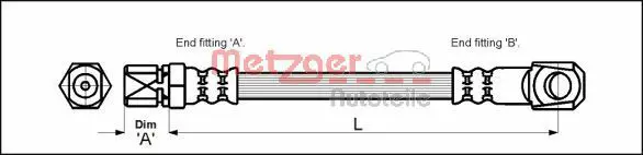 Handler.Part Brake hose METZGER 4118144 1