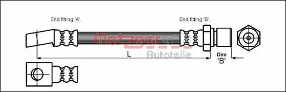 Handler.Part Brake hose METZGER 4112293 1