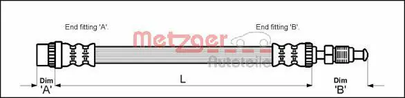 Handler.Part Brake hose METZGER 4114712 1