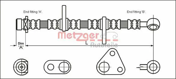 Handler.Part Brake hose METZGER 4113600 1