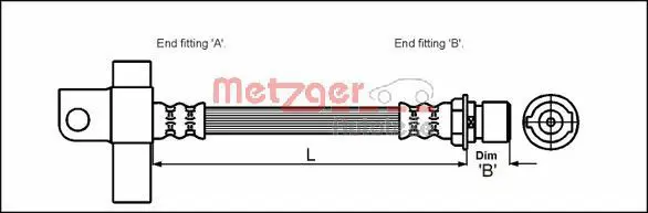 Handler.Part Brake hose METZGER 4112508 1