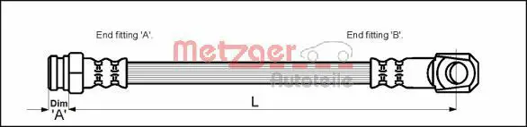 Handler.Part Brake hose METZGER 4114050 1