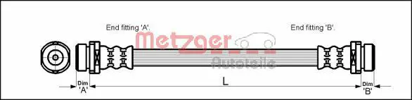 Handler.Part Brake hose METZGER 4112526 1