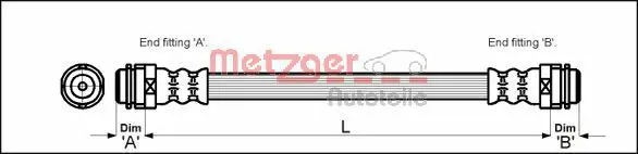 Handler.Part Brake hose METZGER 4114798 1