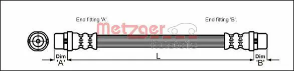 Handler.Part Brake hose METZGER 4110340 1