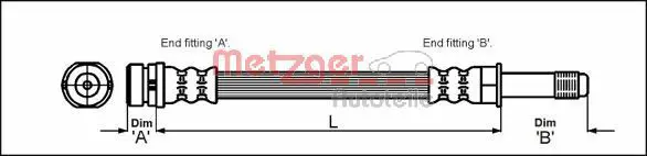 Handler.Part Brake hose METZGER 4112505 1