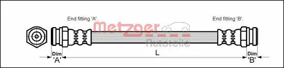 Handler.Part Brake hose METZGER 4114053 1