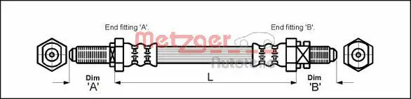 Handler.Part Brake hose METZGER 4114680 1