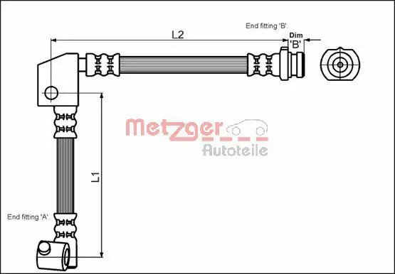 Handler.Part Brake hose METZGER 4114737 1