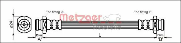 Handler.Part Brake hose METZGER 4114732 1