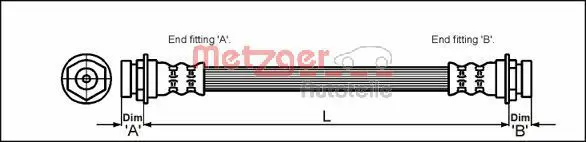 Handler.Part Brake hose METZGER 4114754 1