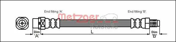 Handler.Part Brake hose METZGER 4110044 1