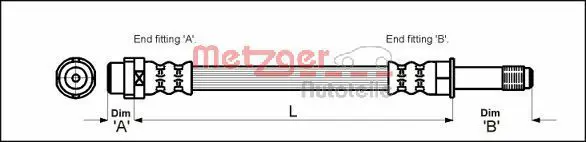 Handler.Part Brake hose METZGER 4110331 1