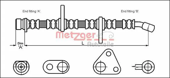 Handler.Part Brake hose METZGER 4113501 1