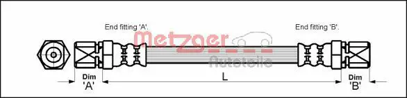 Handler.Part Brake hose METZGER 4112109 1