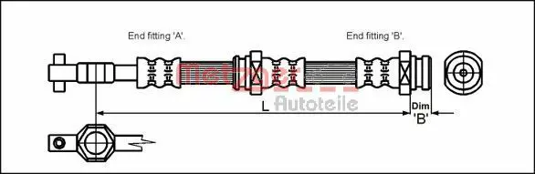 Handler.Part Brake hose METZGER 4113304 1