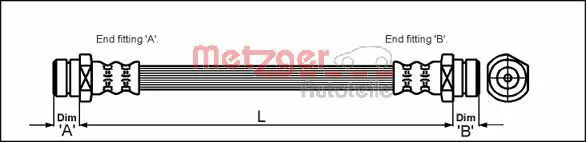 Handler.Part Brake hose METZGER 4113305 1