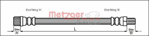 Handler.Part Brake hose METZGER 4113259 1