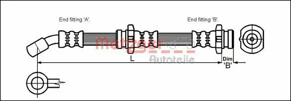 Handler.Part Brake hose METZGER 4111973 1