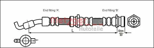 Handler.Part Brake hose METZGER 4114722 1