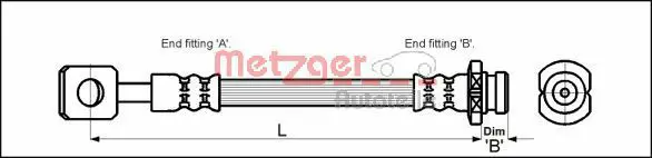 Handler.Part Brake hose METZGER 4110602 1