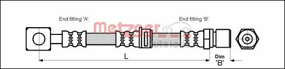 Handler.Part Brake hose METZGER 4112814 1