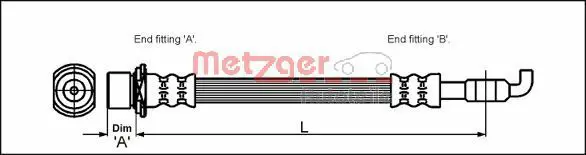 Handler.Part Brake hose METZGER 4112176 1