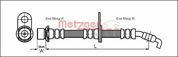 Handler.Part Brake hose METZGER 4112200 1