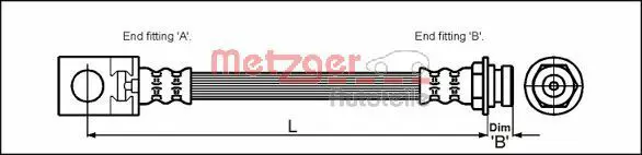 Handler.Part Brake hose METZGER 4113524 1