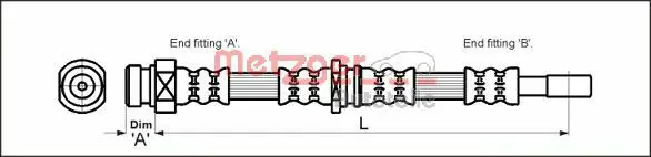 Handler.Part Brake hose METZGER 4113315 1