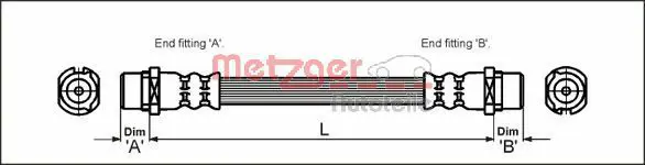 Handler.Part Brake hose METZGER 4112824 1