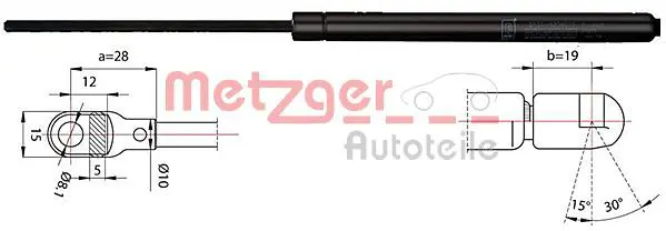 Handler.Part Gas spring, boot-/cargo area METZGER 2110367 1