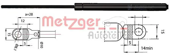 Handler.Part Gas spring, boot-/cargo area METZGER 2110283 1