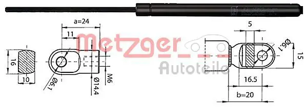 Handler.Part Gas spring, boot-/cargo area METZGER 2110390 1