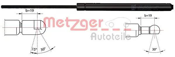 Handler.Part Gas spring, boot-/cargo area METZGER 2110356 1