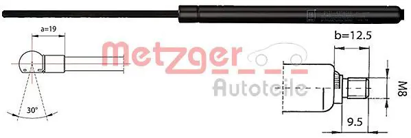 Handler.Part Gas spring, boot-/cargo area METZGER 2110332 1