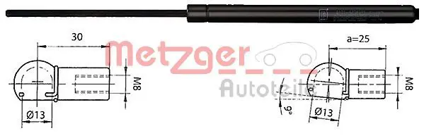 Handler.Part Gas spring, boot-/cargo area METZGER 2110338 1