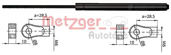 Handler.Part Gas spring, bonnet METZGER 2110405 1