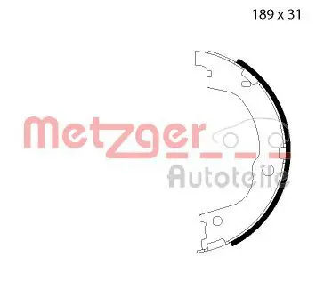 Handler.Part Brake shoe set, parking brake METZGER MG127 1