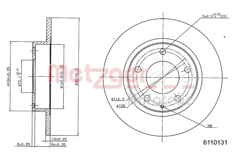 Handler.Part Brake disc METZGER 6110131 1