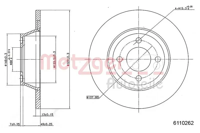 Handler.Part Brake disc METZGER 6110262 1