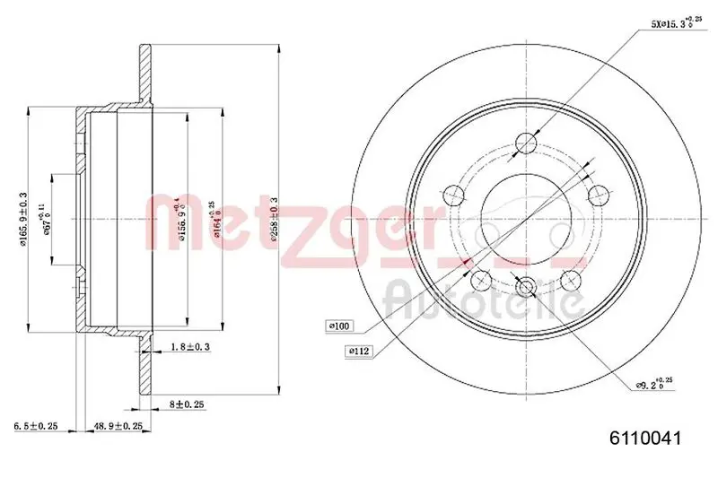 Handler.Part Brake disc METZGER 6110041 1